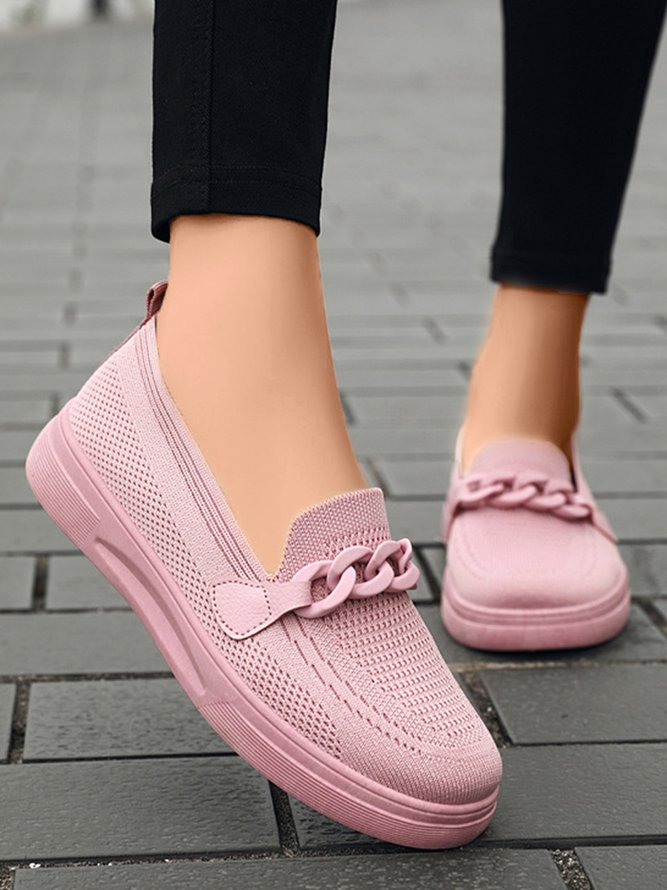 Atmungsaktiv Kette Dekor Lässig Textil Flach Halbschuhe