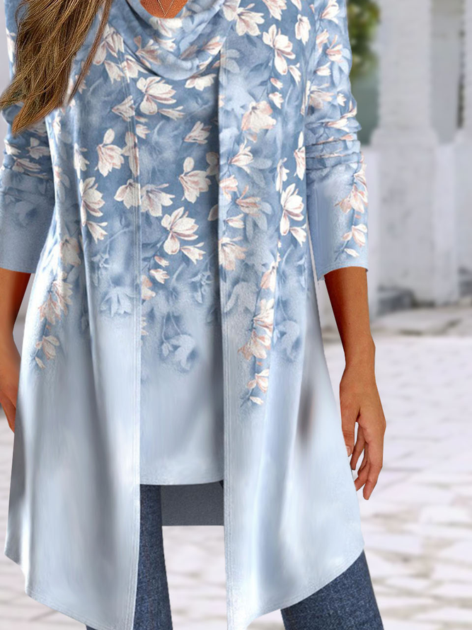 Blumenmuster Jersey Lässig Weit Zweiteiliges Set