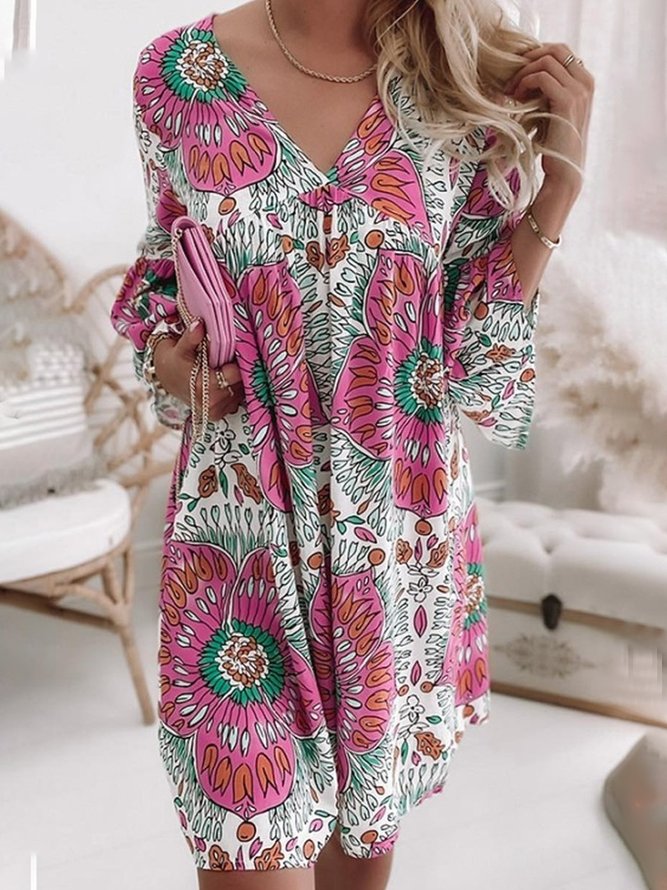 Weit Print Freizeitkleid