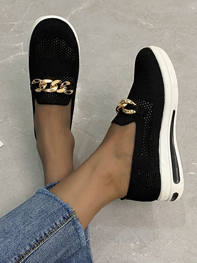 Große Größen Atmungsaktiv Metall Dekor Slip On Schuhe