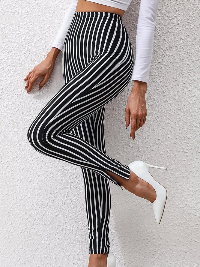 Fest Gestreift Lässig Leggings