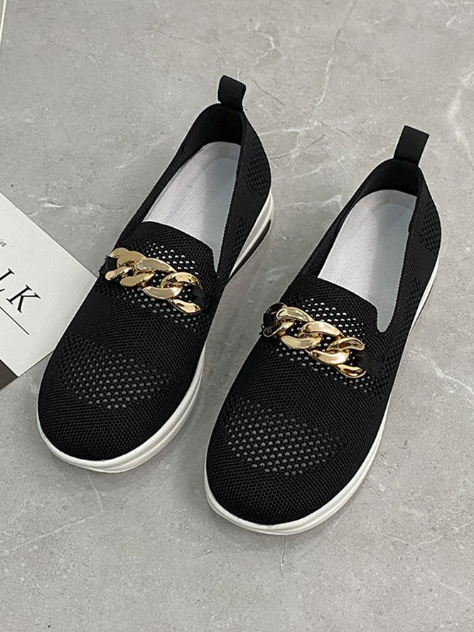 Große Größen Atmungsaktiv Metall Dekor Slip On Schuhe