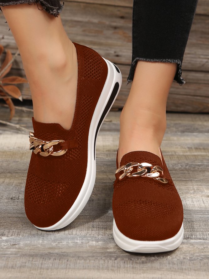 Große Größen Atmungsaktiv Metall Dekor Slip On Schuhe