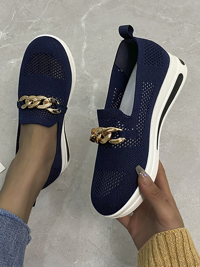 Große Größen Atmungsaktiv Metall Dekor Slip On Schuhe