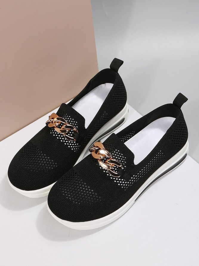 Große Größen Atmungsaktiv Metall Dekor Slip On Schuhe