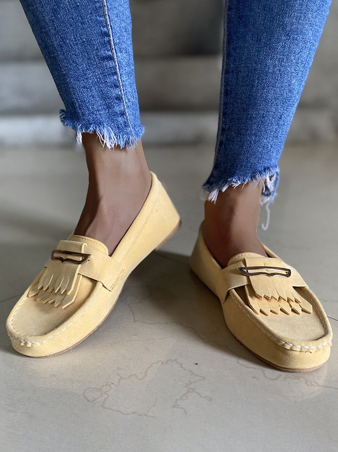 Flache Einfarbige  Halbschuhe Slip-On