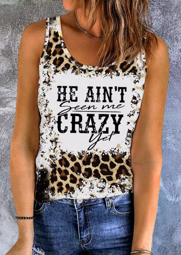 Rundhals Lässig Jersey Leopard Tanktop & Cami