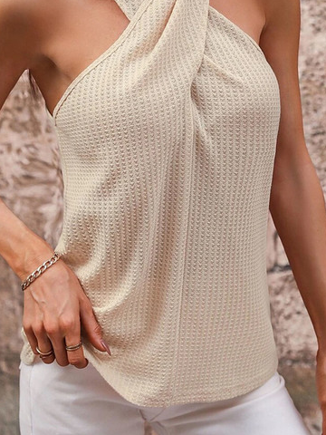 Lässig Unifarben Neckholder Criss Kreuz Tanktop & Cami