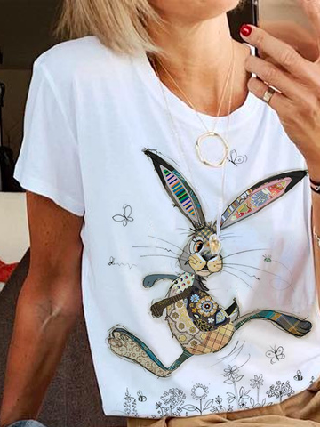 Ostern Hase Print T-Shirt lässig Rundhals Noracora