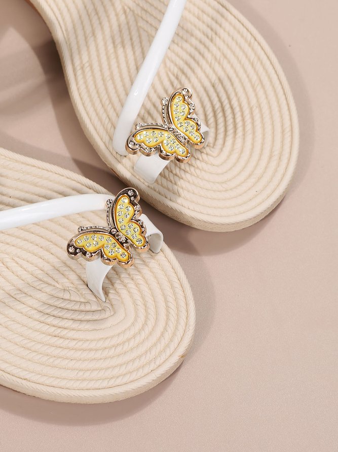Strass & Schmetterling Dekor Schuhspitze Ring Riemchensandalen