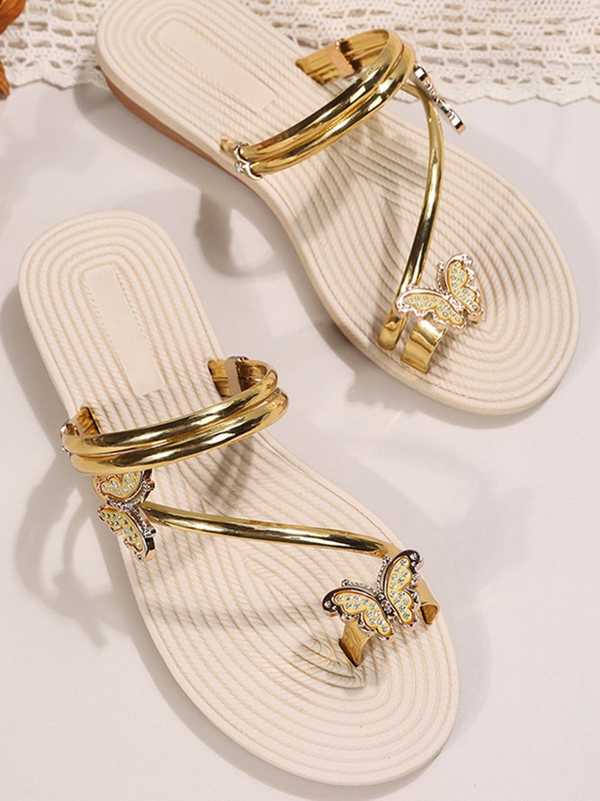 Strass & Schmetterling Dekor Schuhspitze Ring Riemchensandalen