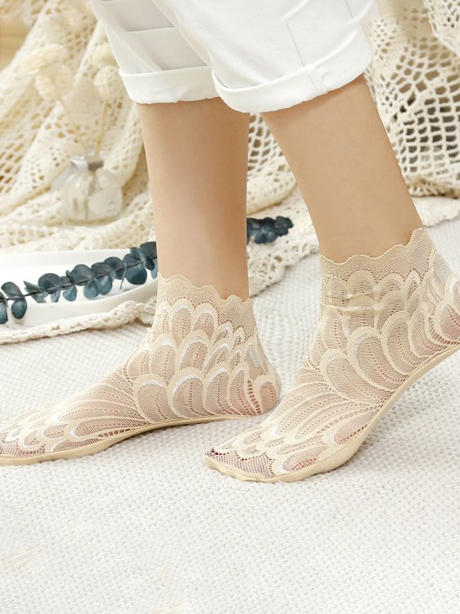 Spitze Hohl Federmuster Socken Kristall Socken Elegant Party Zubehör