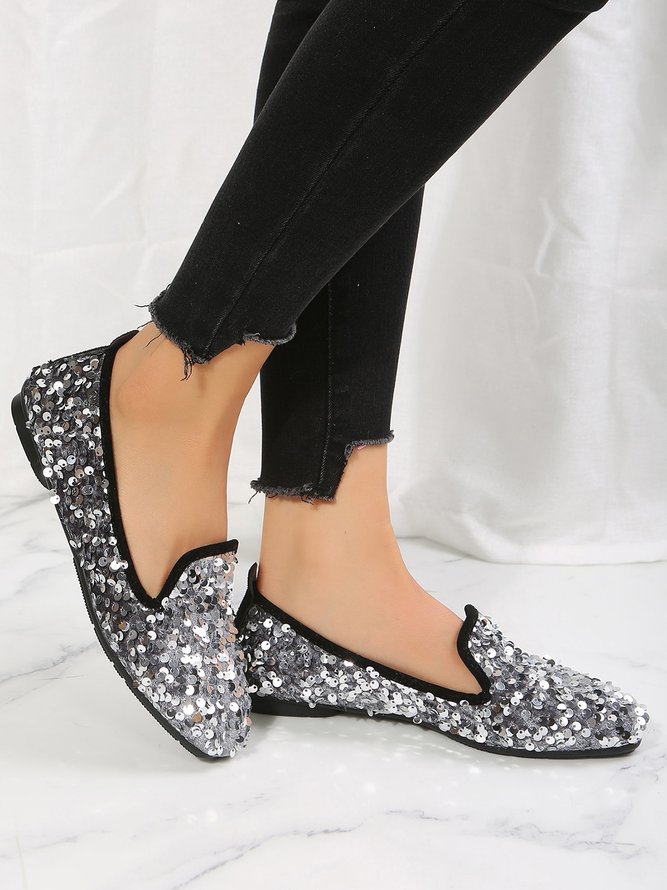 Party Paillette Dekor Flach Schuhe