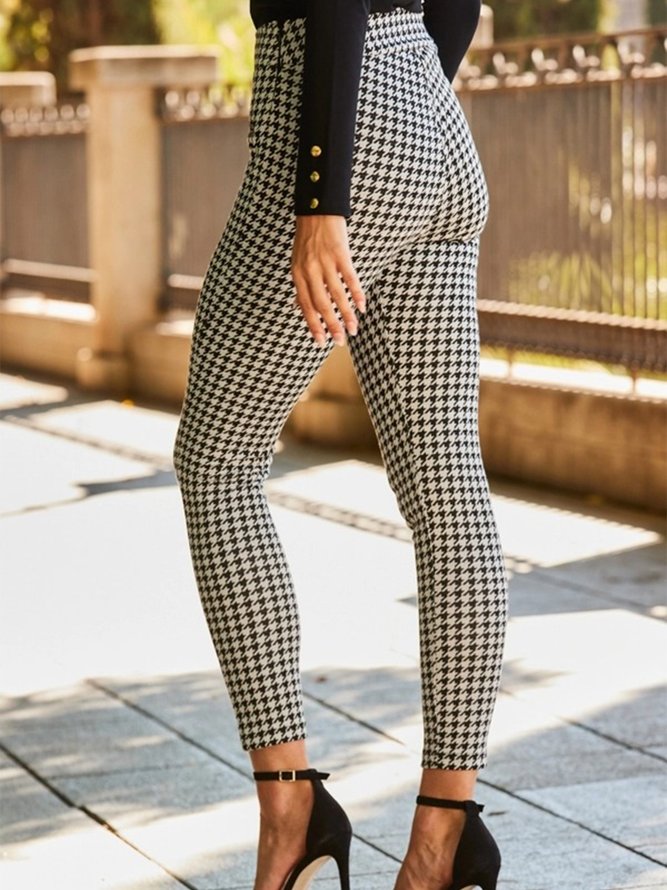 Reißverschluss Hahnentritt Lässig Leggings
