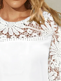 Große Größen Regelmäßige Passform Elegant Jersey Spitze T-Shirt