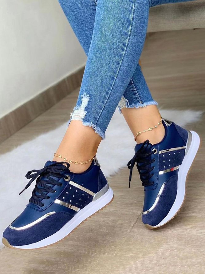 Damen Farbblock Lässig Schnürung Sneakers
