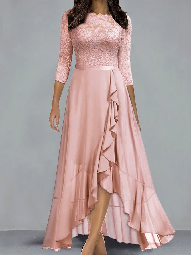 Spitze AbendKleid/Brautkleid Volant Schoss 3/4 Ärmel Rundhals Noracora