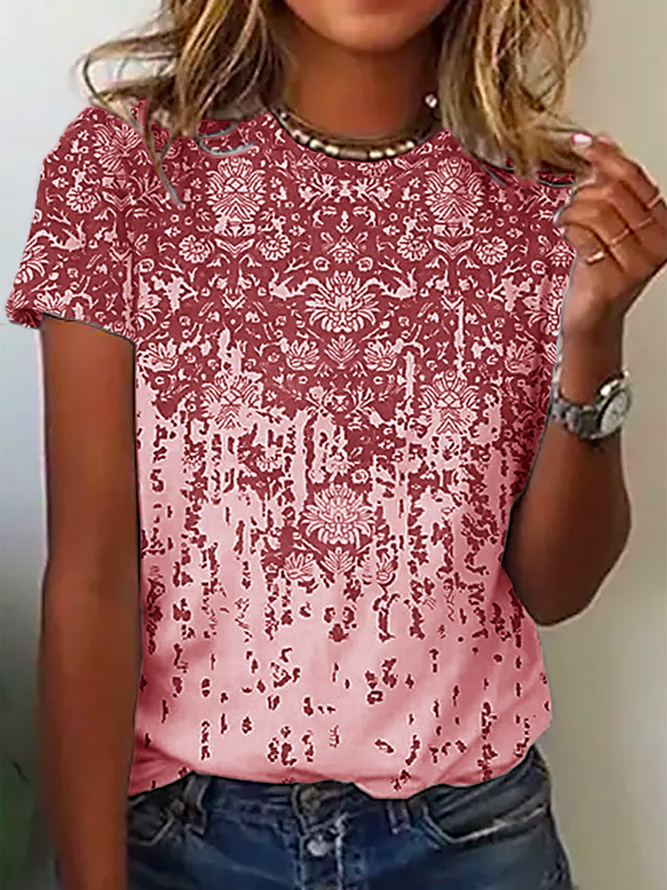 Paisley Print T-Shirt Jersey Ethnisch Mode Noracora