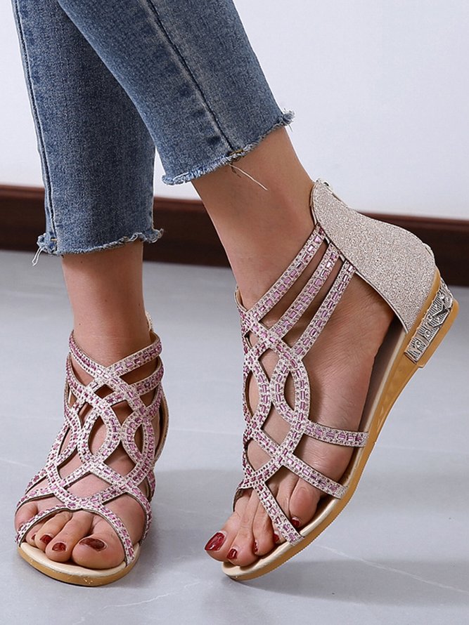 Ausgeschnitten Strass Glett Kleid Pantolette Mit Reißverschluss hinten