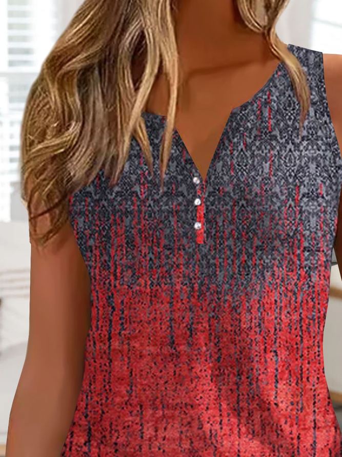 Ethnisch Mode Tanktop V-Ausschnitt Lässig Weit Schnalle Oberteile Noracora