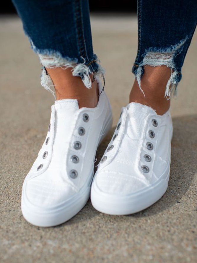 Damen Lässig Slip On Segeltuch Schuhe