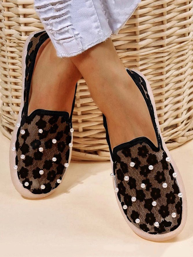 Elegant Stickerei Spitze Perle Dekor Atmungsaktiv Slippers Schuhe