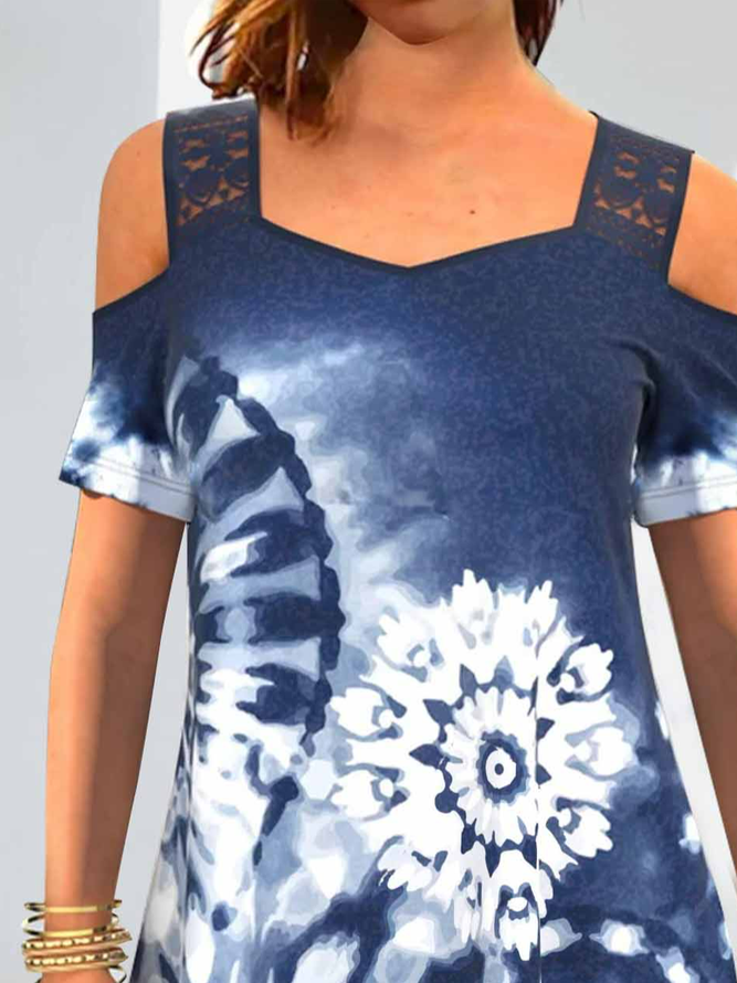 Tie-Dye-Muster Lässig Jersey Sonstiges T-Shirt