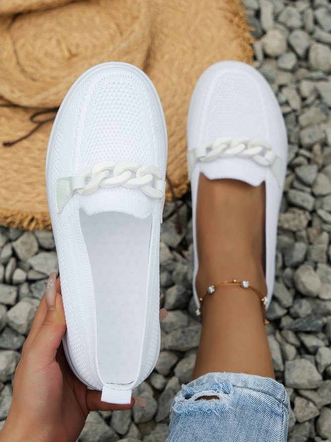 Atmungsaktiv Kette Dekor Lässig Textil Flach Halbschuhe