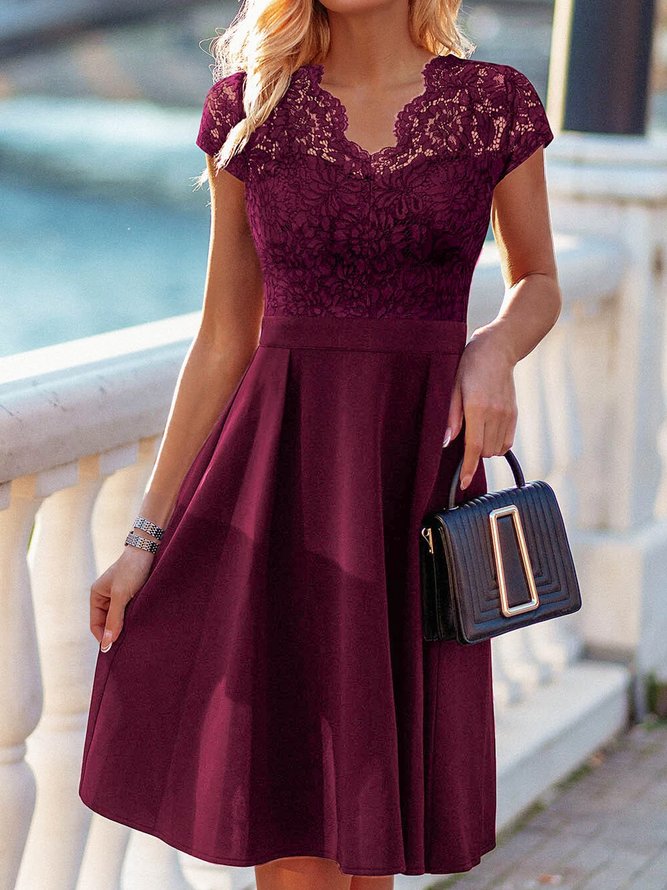 Unifarben Freizeitkleid