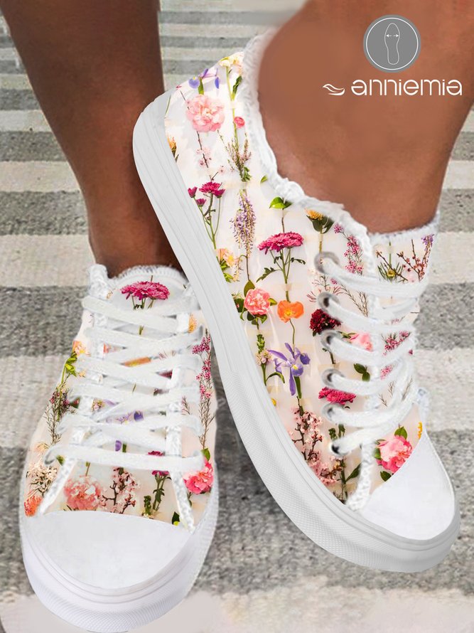 Weich und Bequem Klein Blumenmuster Segeltuch Schuhe