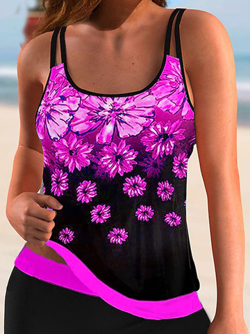Rundhals Urlaub Geblümt Print Tankini