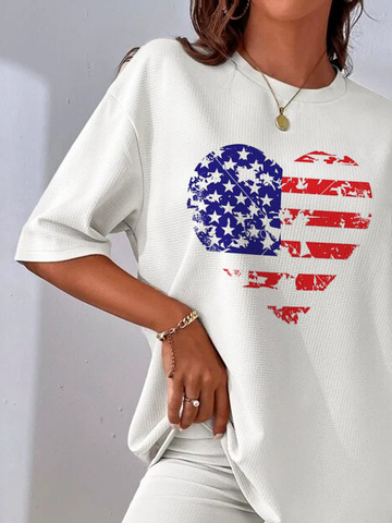 Weit Amerika-Flagge Lässig Tunika Bluse