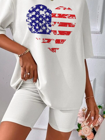 Weit Amerika-Flagge Lässig Tunika Bluse