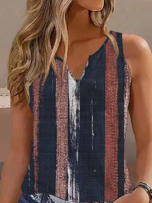 Jersey Lässig Gestreift Gekerbt Tanktop Oberteile