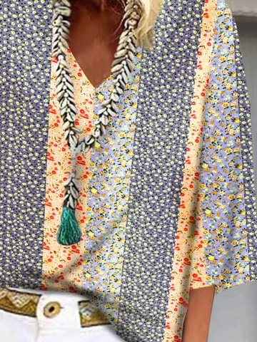 Geblümt Print Lässig Weit Bluse