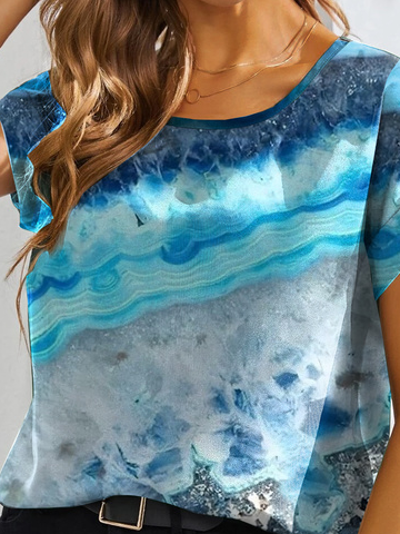 Jersey Abstrakt Weit Lässig T-Shirt