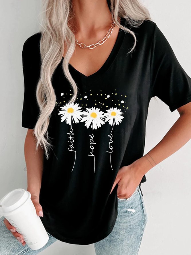Lässig Jersey Klein Gänseblümchen T-Shirt