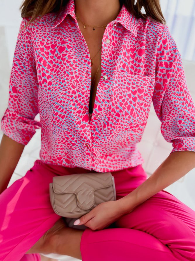 Damen Herz/Herz  Herbst Micro Elastizität Täglich Weit Bestseller Mittellang Regelmäßig Bluse
