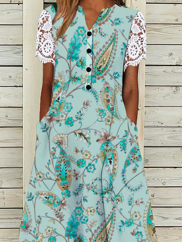 Nahtverarbeitung Weit Jersey Freizeitkleid