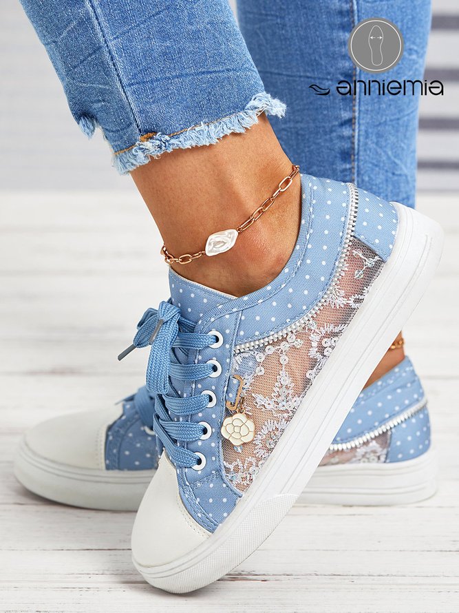 Denimblau Spitzennähte Personalisiert Segeltuch Schuhe