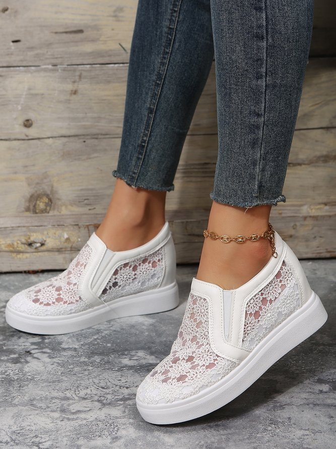 Blume Stickerei Detail Schuhe Versteckt Stöckel Slip On Noracora