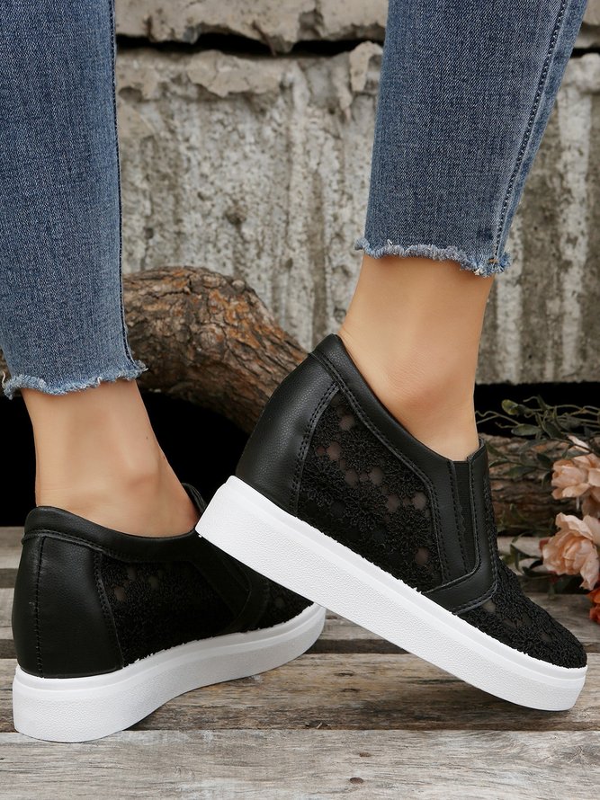 Blume Stickerei Detail Schuhe Versteckt Stöckel Slip On Noracora