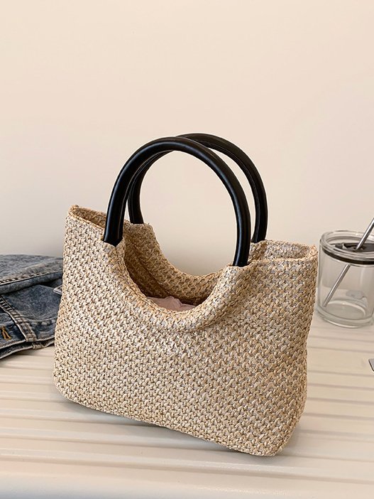 Lässig GROSSE KAPAZITÄT Tragbar Stroh Tasche Damen