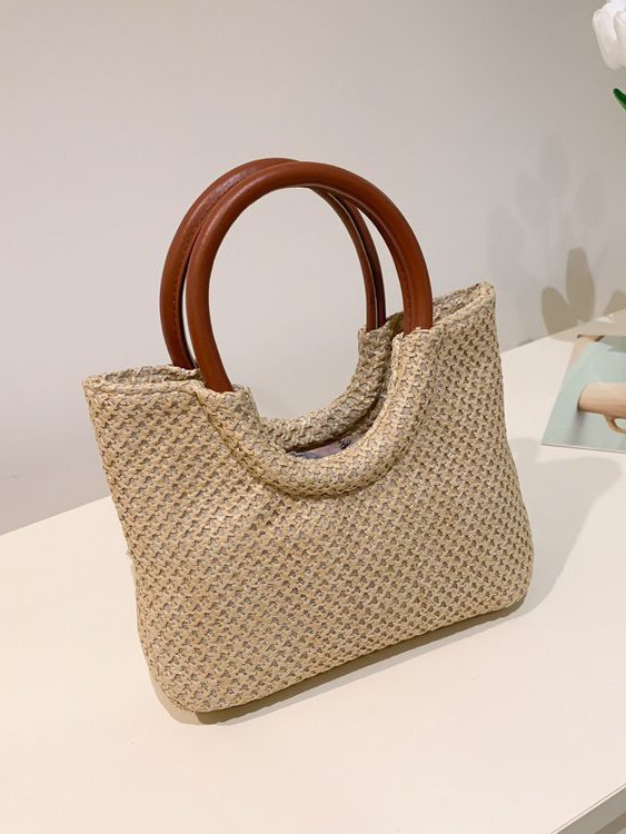 Lässig GROSSE KAPAZITÄT Tragbar Stroh Tasche Damen