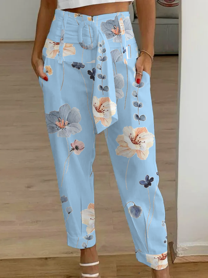 Blumen Print Cargohosen Knöchelhosen Modisch Lässig Noracora