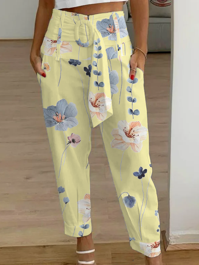 Blumen Print Cargohosen Knöchelhosen Modisch Lässig Noracora