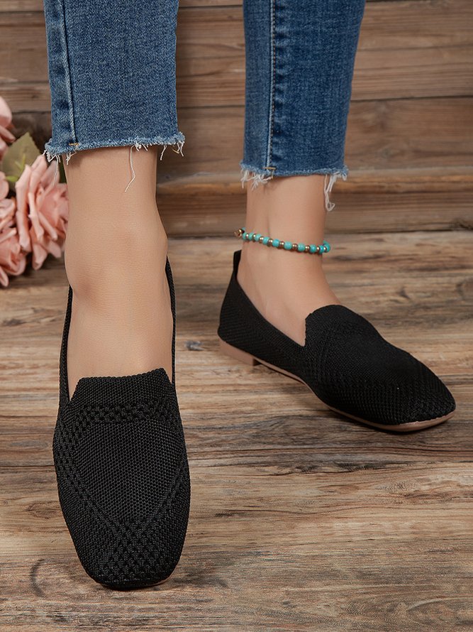 Lässig Atmungsaktiv Textil Quadratisch Slip On Schuhe