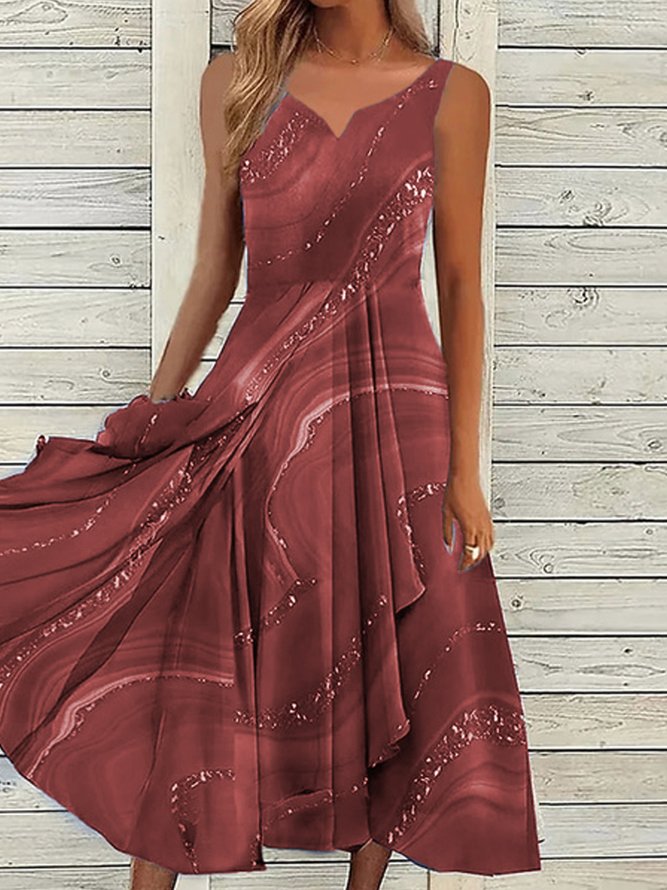 Weit Lässig zufällig Print Chiffon Kleid