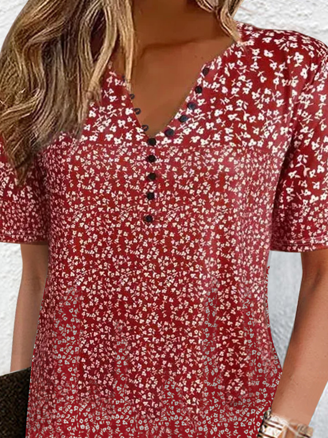 Geblümtes Freizeitkleid mit Hemdkragen und Kurzärmel Lässiges Urlaubskleid Noracora