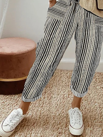 Lässige Freizeithose mit Abstrakten Streifen Noracora